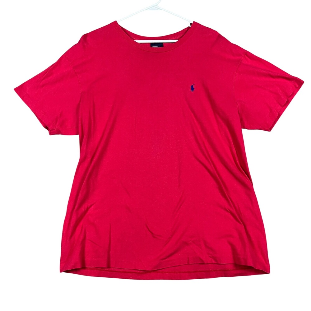 Polo Ralph Lauren Basic T-Shirt Mens L Red Short Sleeve Tee Pony Classic FLAW